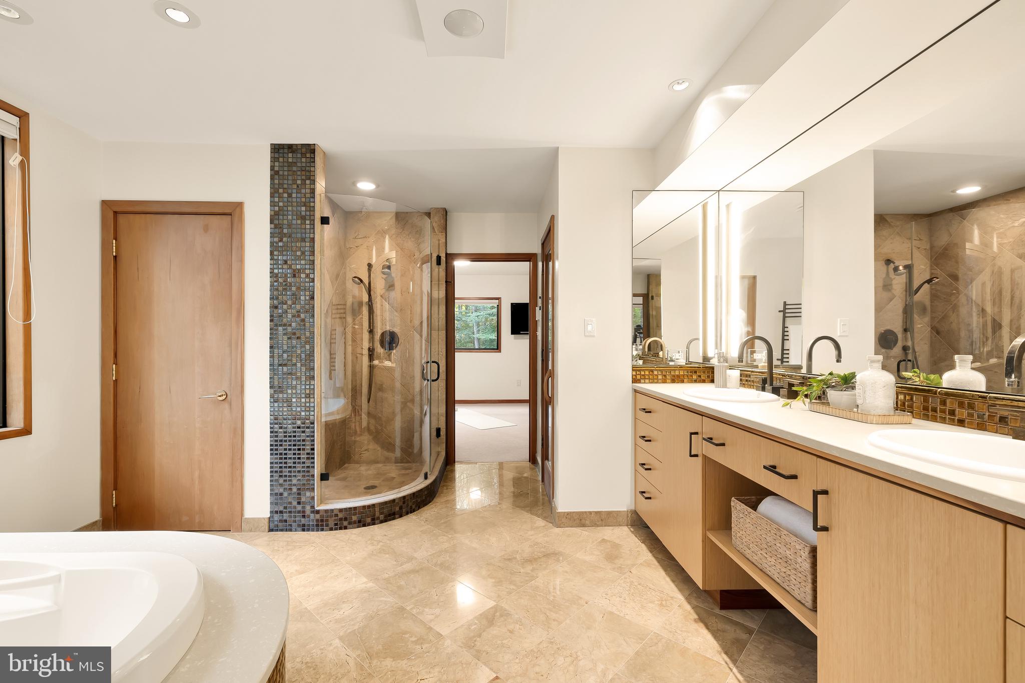 249 Springvale Road Great Falls, VA 22066 - Photo 27 of 49 a spacious bathroom with a shower sink and a mirror