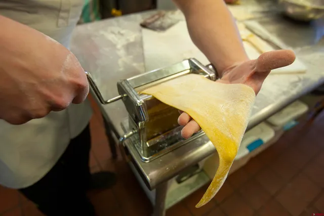 a view of a town with mountains in the background
