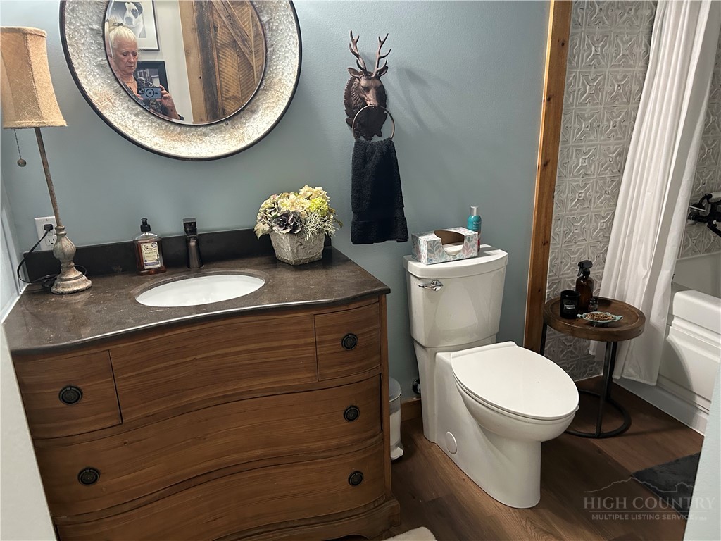 509 Grant Houck Road Todd, NC 28684 - Photo 32 of 43 a bathroom with a toilet a sink and a mirror