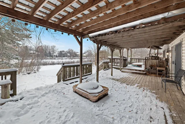 an outdoor space with seating