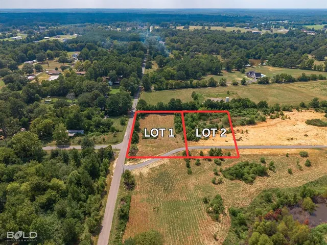 an aerial view of a house with a yard and lake view