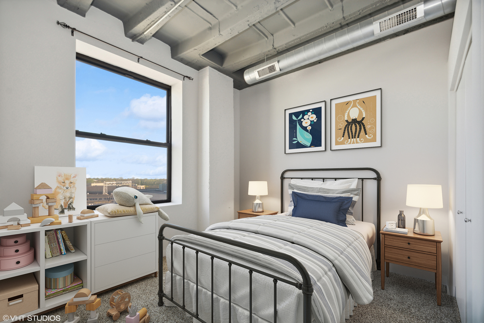 1791 West Howard Street, Unit 504 Chicago, IL 60626 - Photo 15 of 23 a bedroom with a bed and a large window