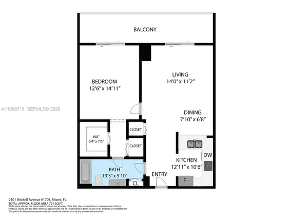 $3,200 | 2101 Brickell Avenue, Unit 1704, Miami, FL 33129
