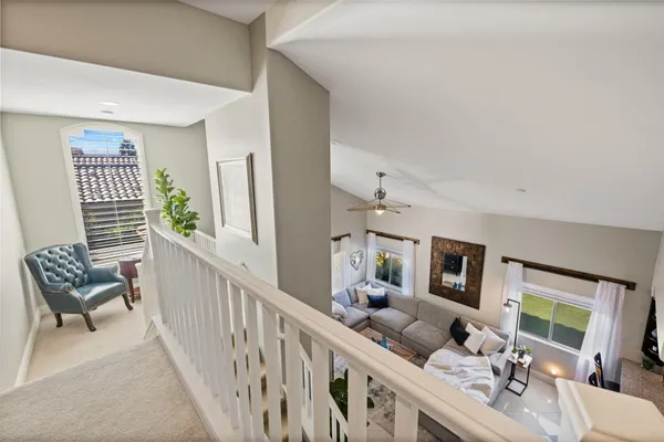 an outdoor space with furniture