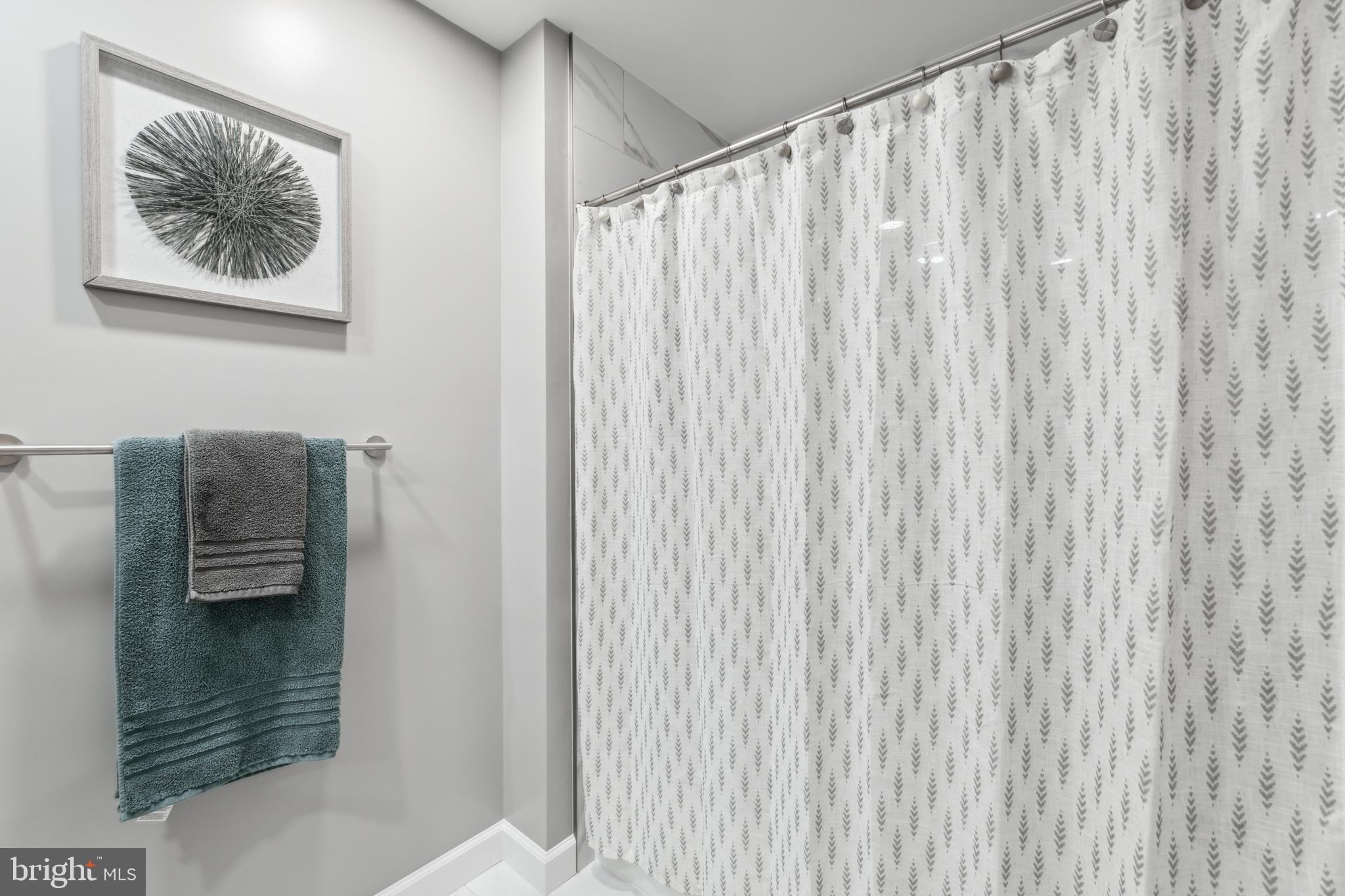 6934F Ellingham Circle Alexandria, VA 22315 - Photo 21 of 34 a picture of a bathroom with a shower curtain