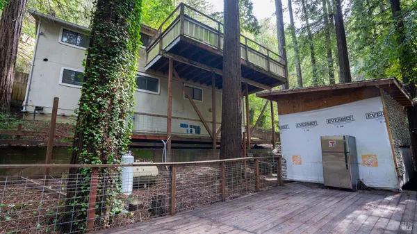 a view of a house with a balcony