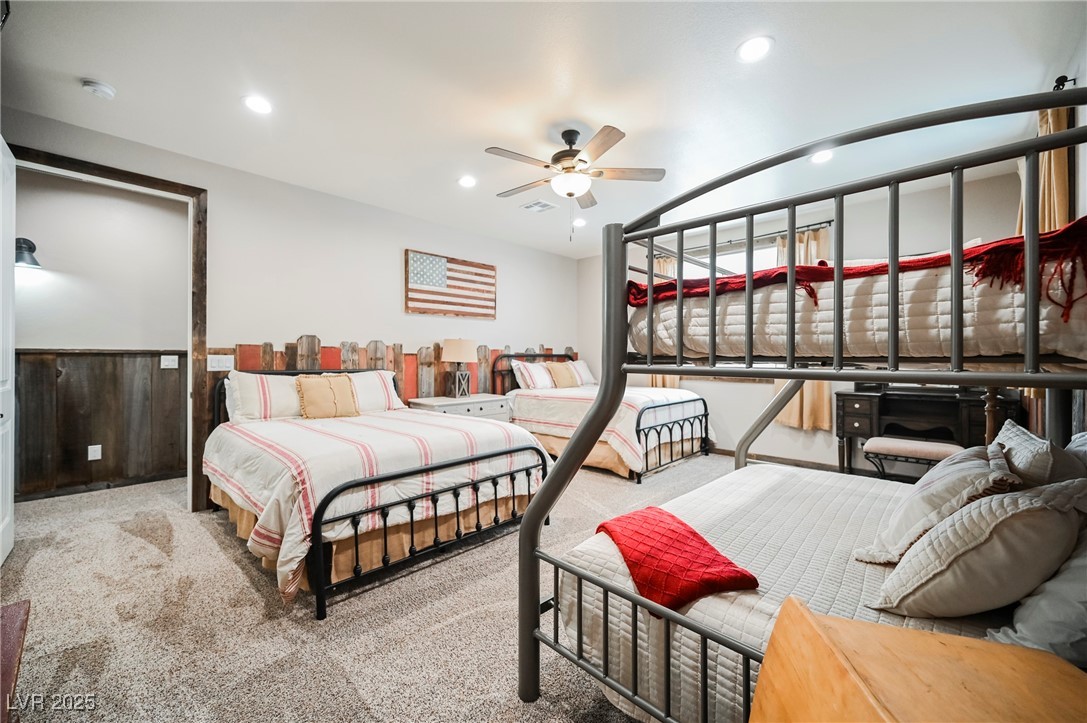 6510 Sunset Drive Caliente, NV 89008 - Photo 38 of 84 Carpeted bedroom with recessed lighting and a ceiling fan