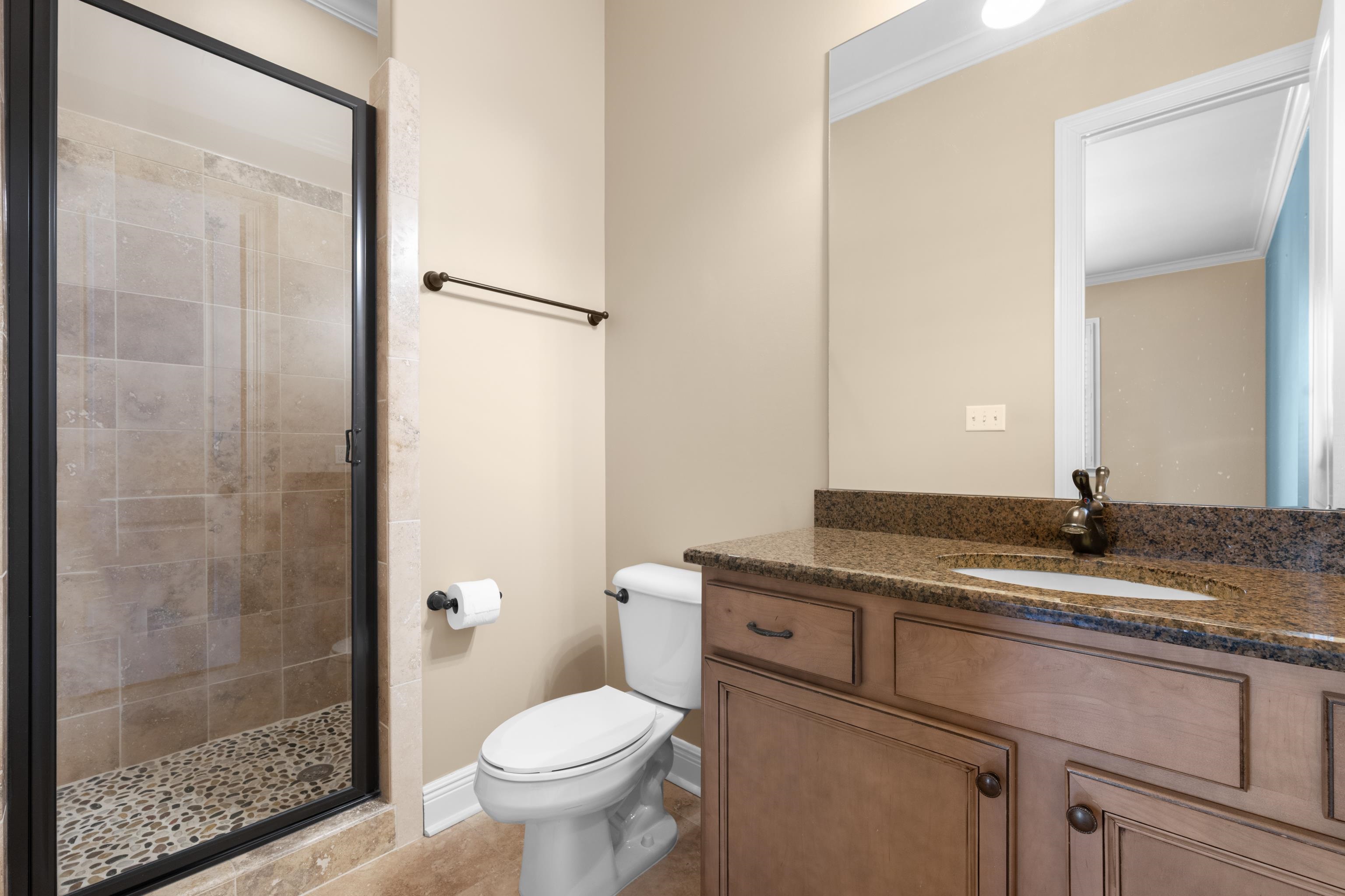 25 Riversedge Cove North Arlington, TN 38002 - Photo 8 of 40 a bathroom with a granite countertop sink toilet and shower