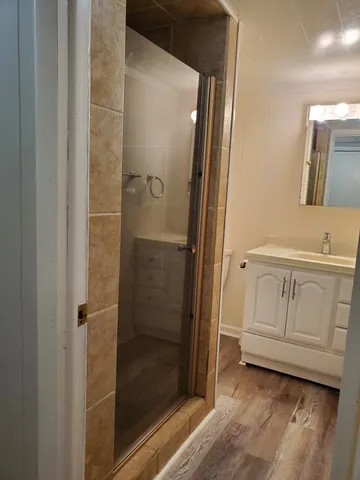 a bathroom with a shower