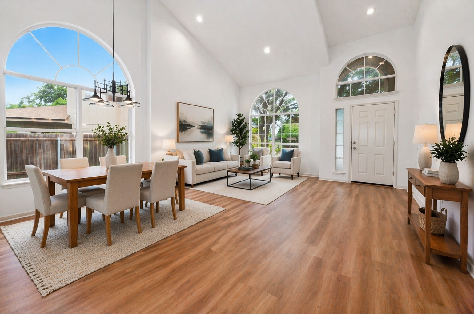 Staged Formal Dining, Living, and Foyer, AI-assisted