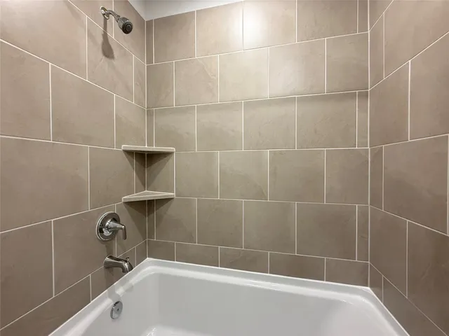 a bathroom with a shower and a bathtub