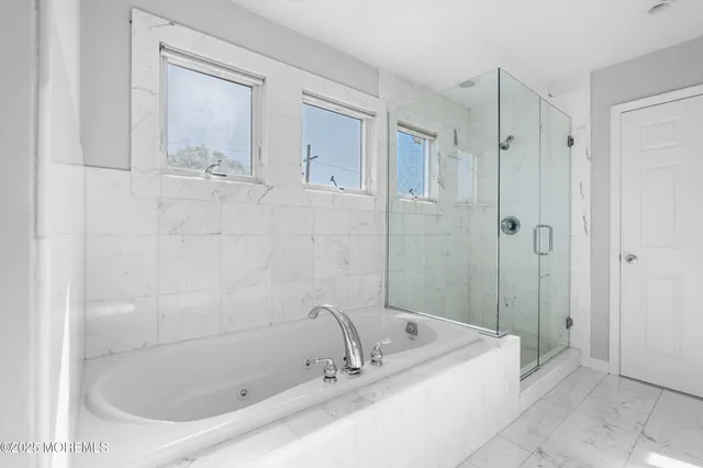 a bathroom with a bathtub