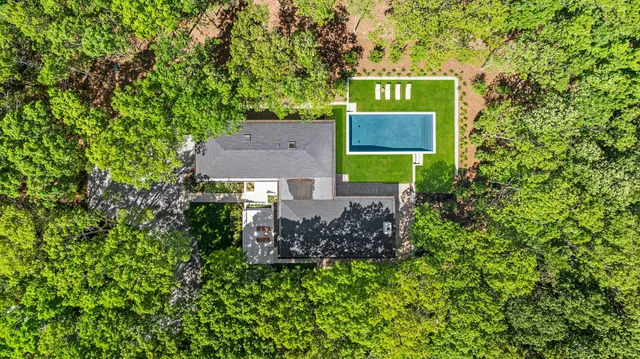 an aerial view of a house