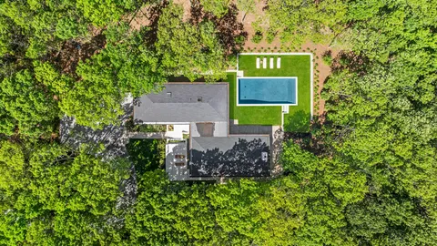 an aerial view of a house