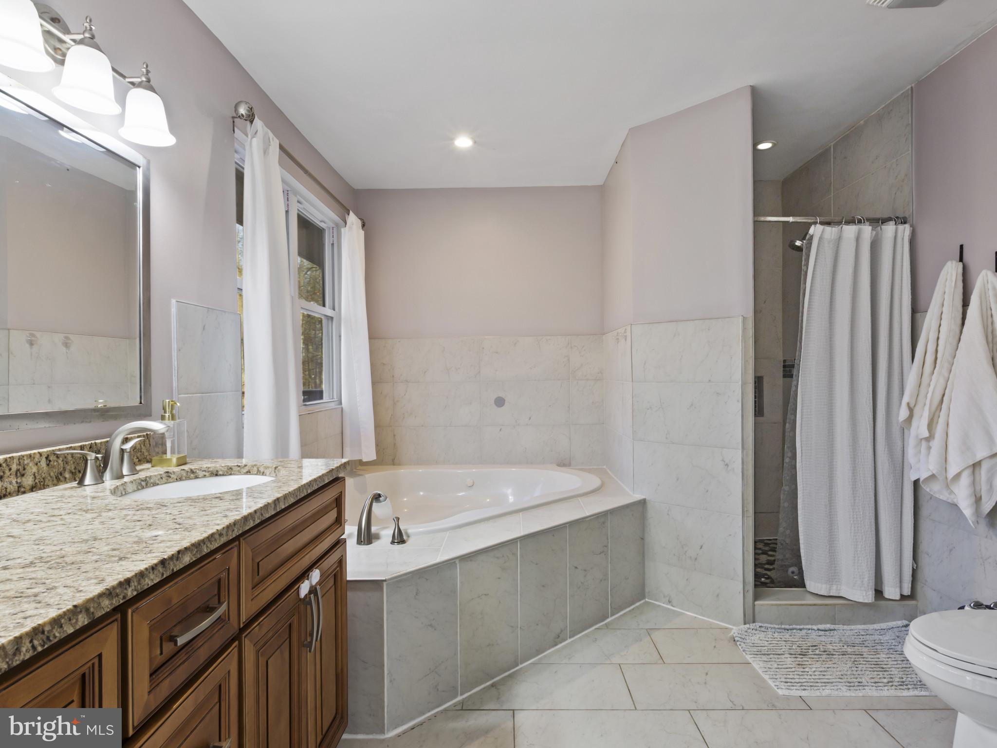 1371 Dicus Mill Road Severn, MD 21144 - Photo 15 of 35 a bathroom with a granite countertop sink and a mirror