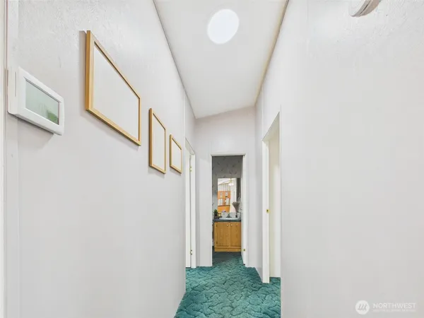 a view of hallway with stairs