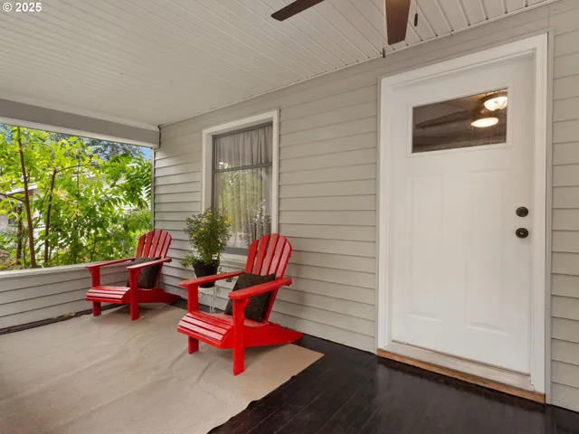 a building outdoor space with furniture