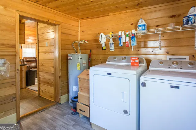 a view of a patio with wooden floor