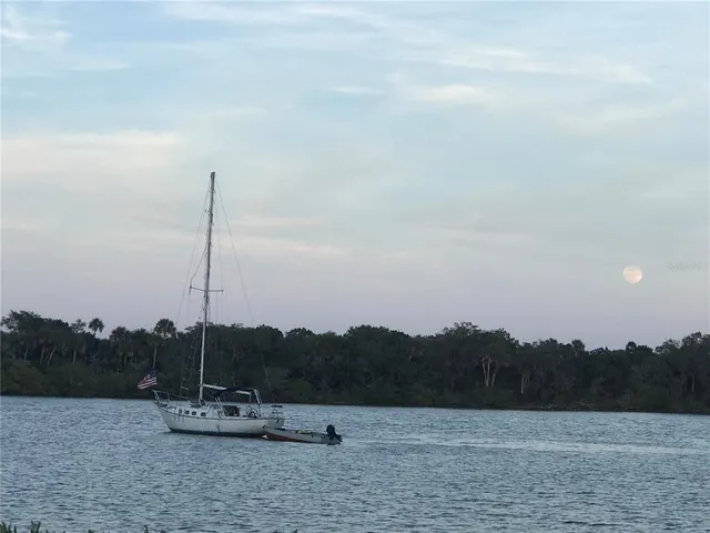 a view of a lake with a park
