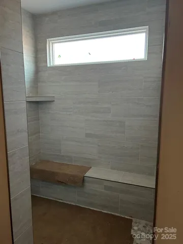 a bathroom with a bathtub
