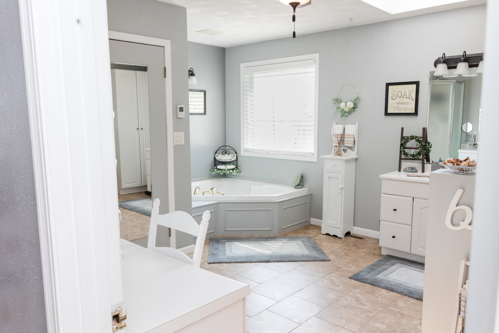9768 Burns Road Fenton, IL 61251 - Photo 14 of 24 a spacious bathroom with a tub sink and mirror