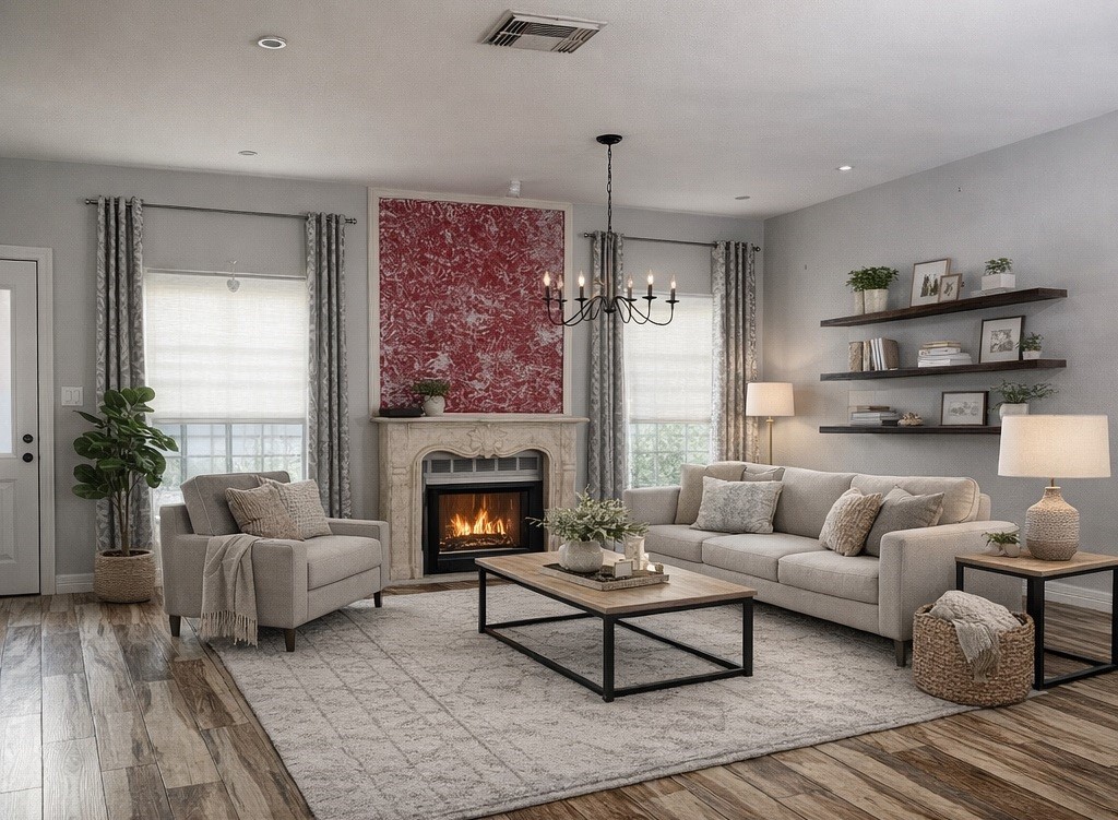 Living Room with room for dining- Photo virtually staged