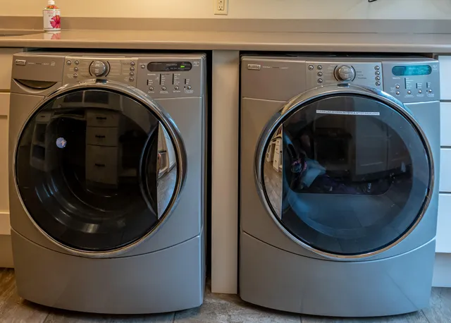 a close up view of a washer and dryer in a washer