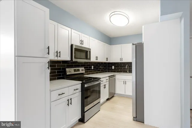 a kitchen with a sink cabinets and stainless steel appliances