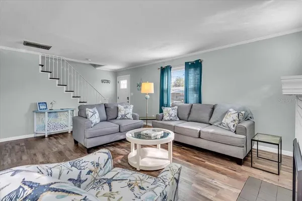a living room with furniture and a couch