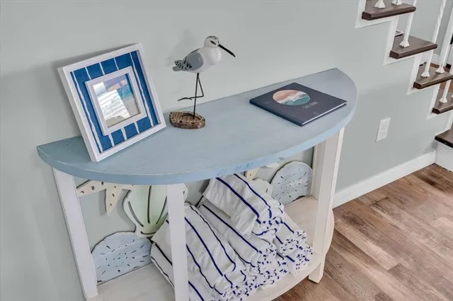 a view of staircase with a rug