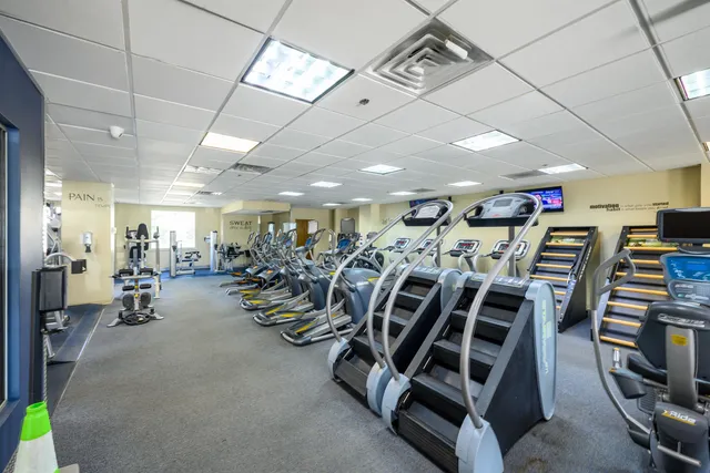 a view of a room with gym equipment