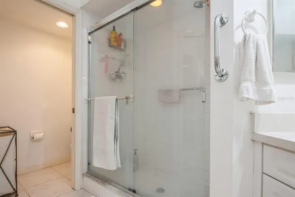 a bathroom with a shower