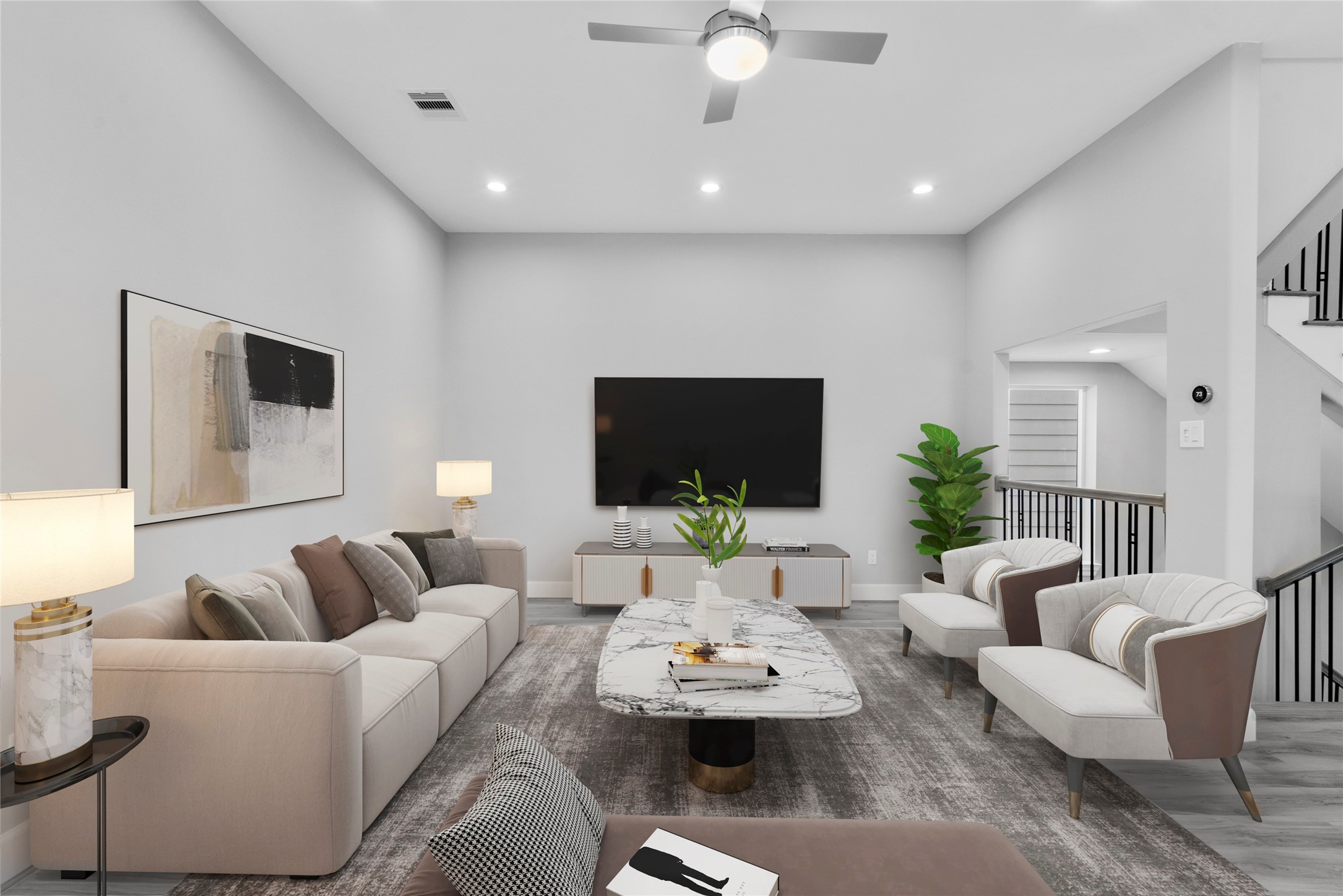 1122 West 16th Street, Unit B Houston, TX 77008 - Photo 10 of 31 a living room with furniture and a flat screen tv