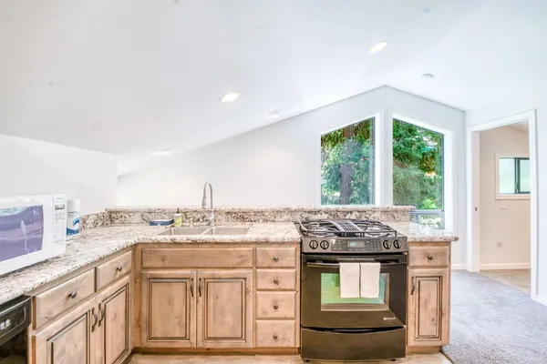 a view of a backyard with a trees