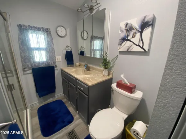 a bathroom with a toilet a sink and mirror