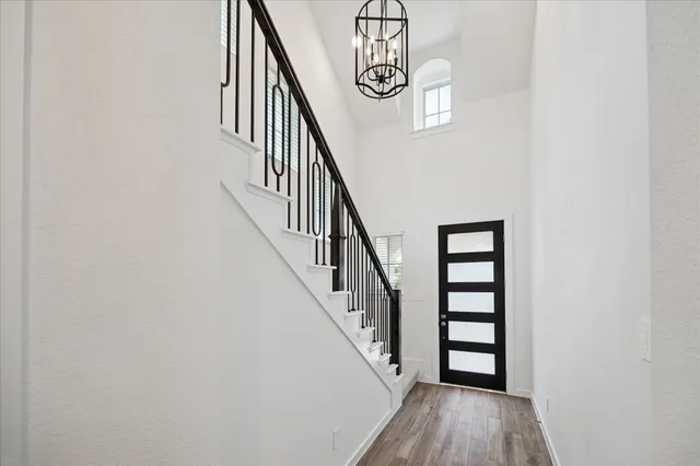a view of entryway with wooden floor