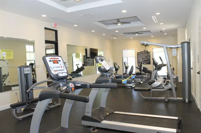 a view of a room with gym equipment