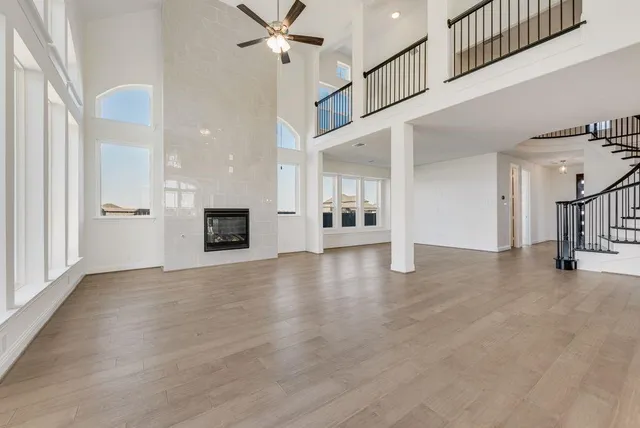 a view interior of a house with stairs and a living room