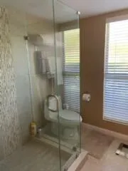 a bathroom with a shower