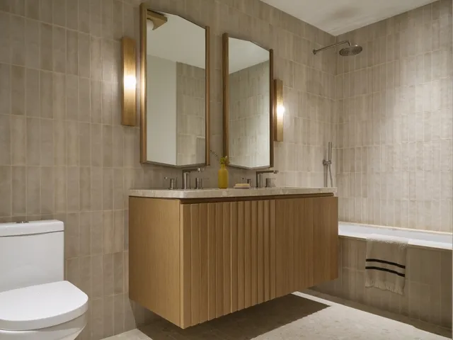 a bathroom with a sink a toilet and mirror
