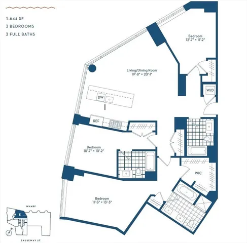 $2,449,000 | 100 Lovejoy Wharf, Unit PH3E, Boston, MA 02114