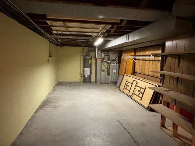 a front view of a house with a snow and trees