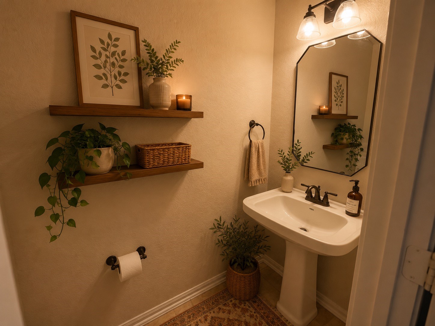 5410 Peppermint Lane Baytown, TX 77521 - Photo 4 of 22 Half bath just off main entrance has been styled digitally.