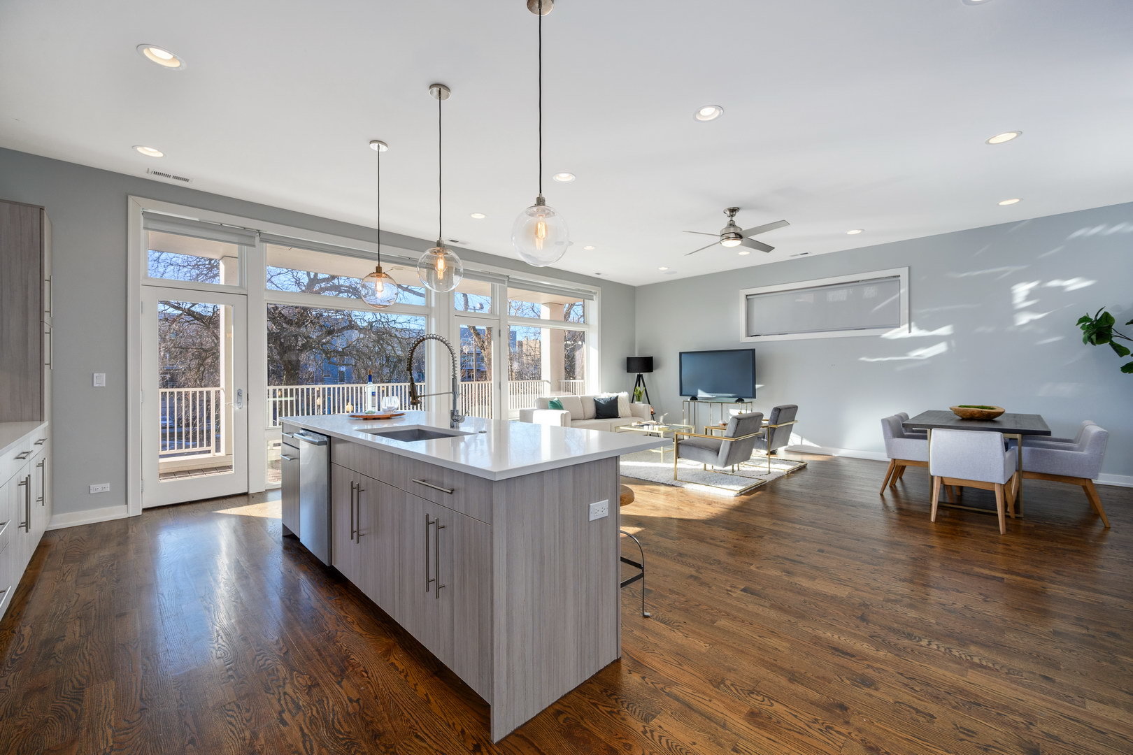 1832 West Rice Street, Unit 2 Chicago, IL 60622 - Photo 11 of 29 a open kitchen with lots of counter space and a wooden floor
