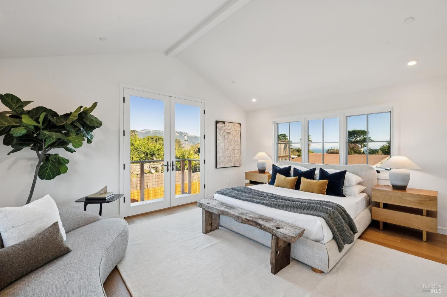 185 Elm Road Bolinas, CA 94924 - Photo 14 of 43 a bedroom with bed and glass window