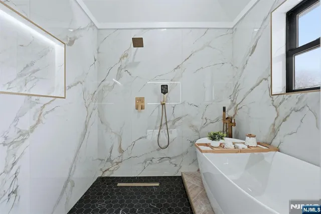a bathroom with a tub