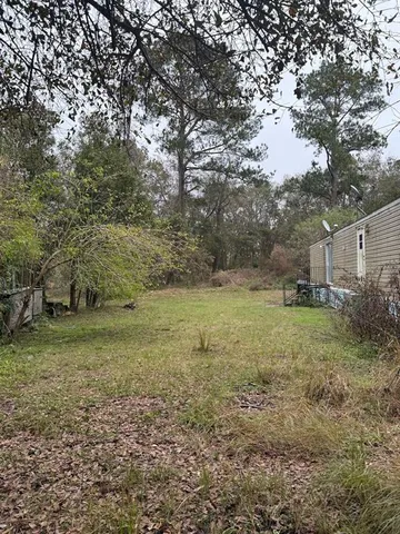 a view of a field with trees