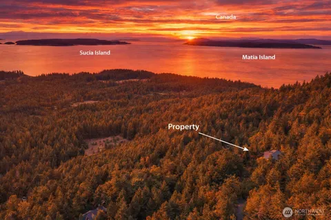 a view of an ocean and a mountain