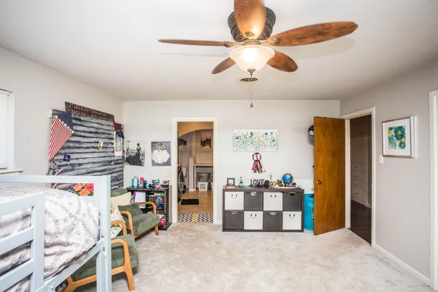 a storage room with furniture