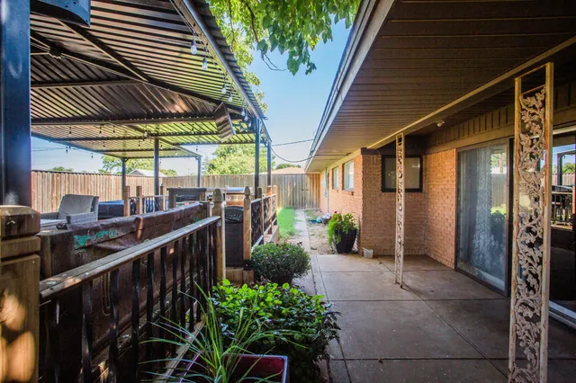 a view of porch with seating space
